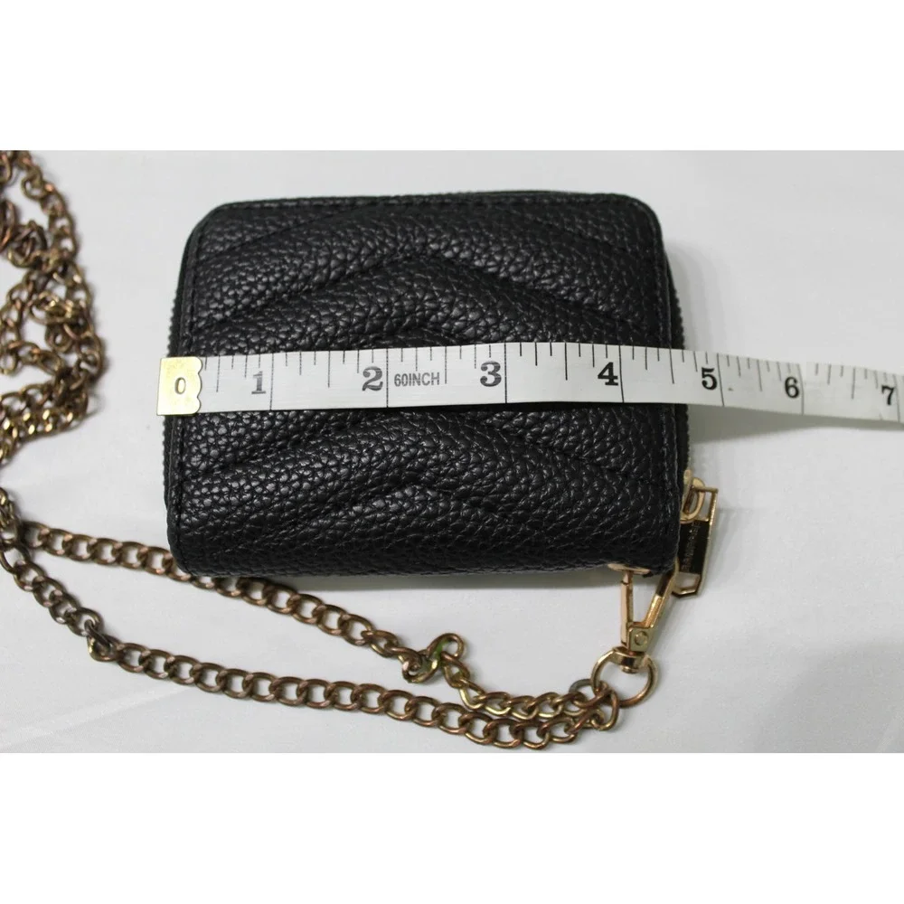 Rampage Black Quilted Chevron Zip Around Wallet with Detachable Chain Strap‎ Y2K